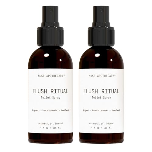 Muse Apothecary Flush Ritual - Aromatic &amp; Refreshing Toilet Spray, Use Before You Go, 4 oz, Infused with Natural Essential Oils - Bergamot + French Lavender + Sandalwood, 2 Pack