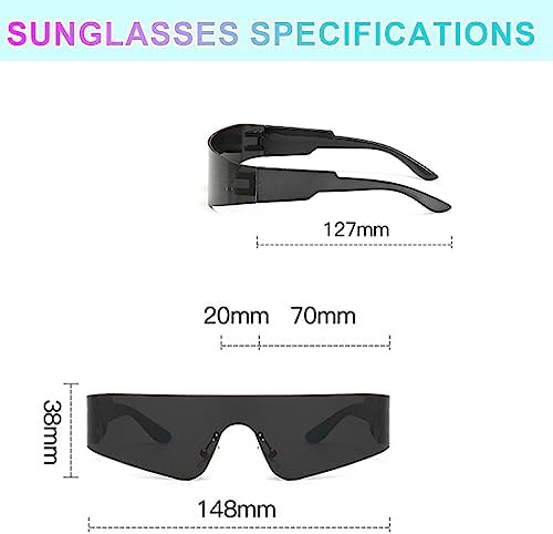 Long Keeper Y2K Zonnebril voor dames en heren, gepolariseerde futuristische ster zonnebril, coole trendy sportzonnebril, retro, modieuze kleuren, UV400, Zilveren frame - C2