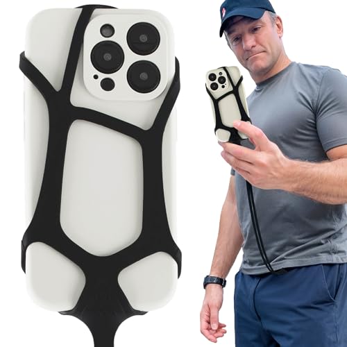 Pulpo Safety Cell Phone Lanyard 2am Black Fits Smartphones Up to 6.8” - Durable Neck Phone Holder, Anti Pickpocket Silicone Phone Lanyards, Anti Theft Phone Leash, Phone Tether for Hiking and More