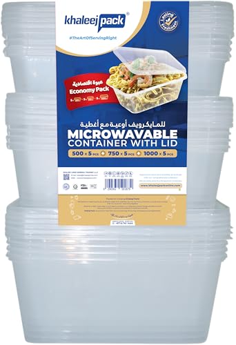 Khaleej pack (500ml+750ml+1000ml) Microwave Container economy pack - Eco-Friendly BPA-Free Dishwasher Safe Food Storage for Meal Prep & Leftovers