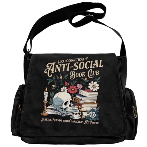 StylPixie - StylPixie Pattern Messenger Bag - Cute Canvas Crossbody Shoulder Purse with Pockets for Women and Men, Black - Best Deal on Amazon
