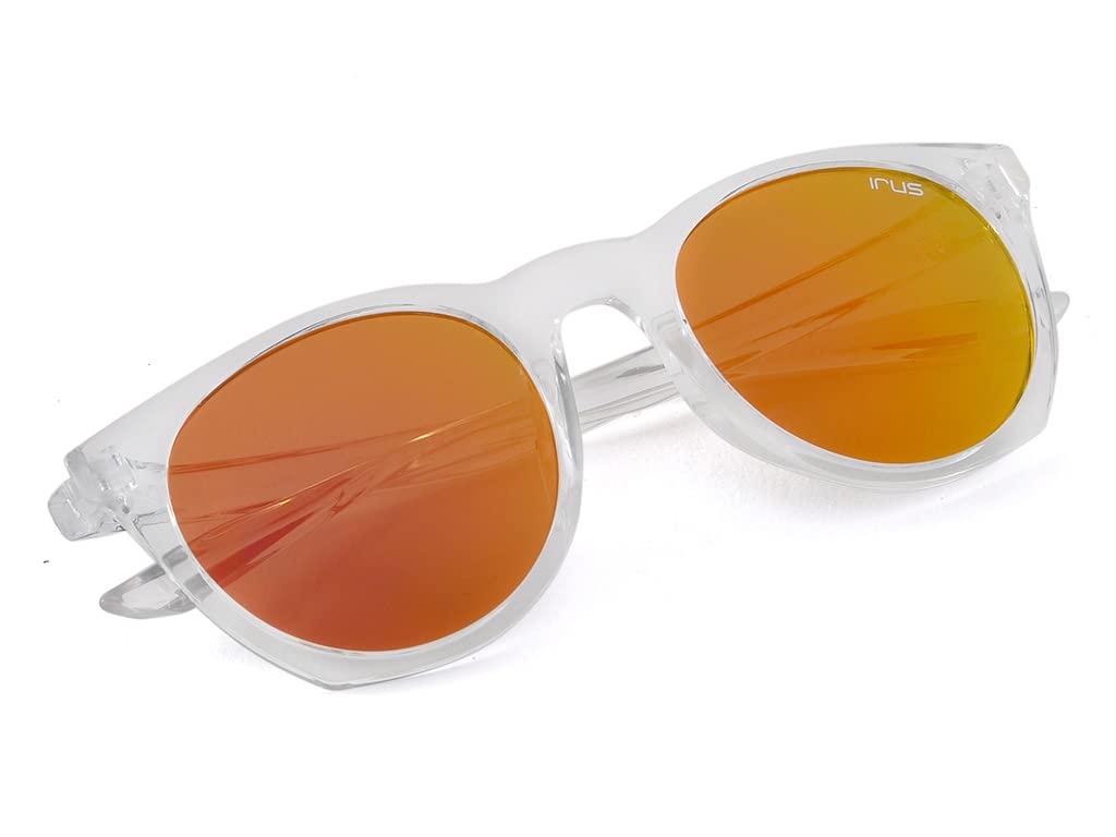 IRUS | 100% protección UV | unisex | pequeño | borde completo | ovalado | marco: policarbonato de cristal brillante | lentes: policarbonato rojo Revo-Brown