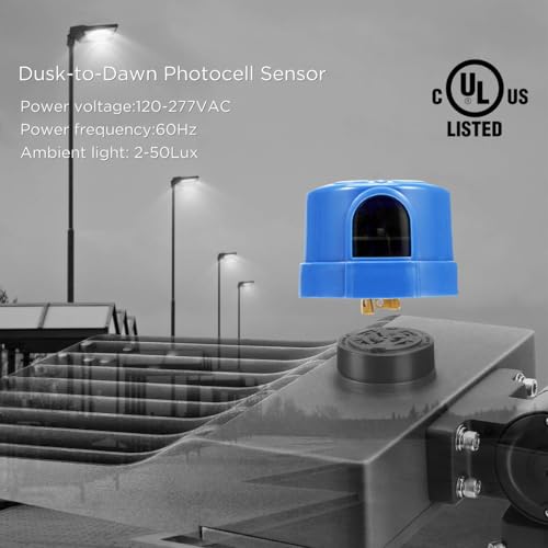 Photocell Sensor, Twist Lock Photoelectric Switch Sensor, cUL Listed Dusk to Dawn LED Light Sensor Control for Outdoor LED Parking Lot Light, Area Light, Barn, Street, Yard