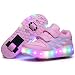 Super kids Enfant LED Chaussures avec roulettes LED Lumières Lumineux Baskets avec Roues USB Rechargeable Double Roue Patins à roulettes Extérieur Chaussure de Skateboard pour Fille et Garçon
