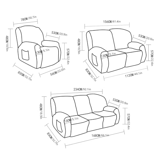 Protector de muebles lavable para sillón reclinable con bolsillo lateral 8