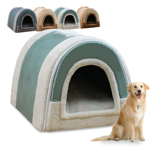 Cama grande para perros 2 en 1, casa extraíble para perros, XL/XXL, antideslizante, lavable, cálida cueva para mascotas, lujosa cama calmante para perros, camas antiansiedad para gatos de interior