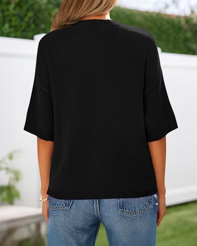 BTFBM Short Sleeve Cardigans for Women Button Up Sweaters Y2k Spring Summer 2025 Crew Neck Business Casual Work Clothes4