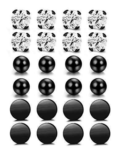 Finrezio 12Pairs Stainless Steel Tiny Cz Stud Earrings For Men Women Small Disc Ball Earrings Set Cubic Zirconia Studs For Lip Tragus Cartilage Ear Piercing Jewelry #TOP3