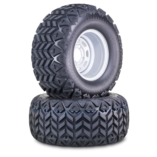WANDA Golf Cart Tire Wheel 22X11-10 w 4X4" PCD ET-15.5 Silver Rim-14032,PK2