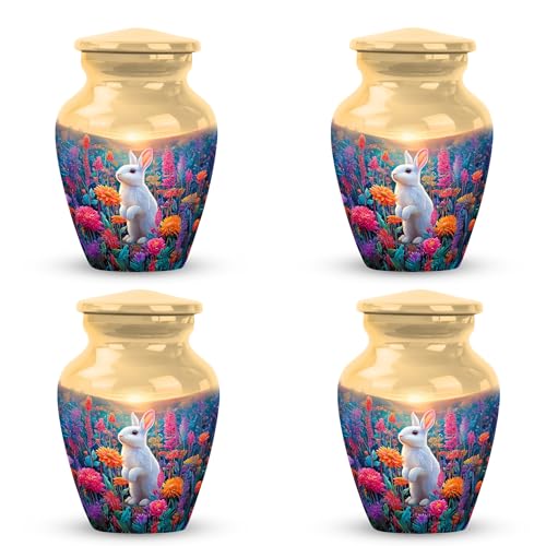 Image of Rabbit Urn - Keepsakes Urn for Ashes - 3 Inch - Pack of 4 - Cremation Urns Human Ash - Decorative Urns for Male & Female Ashes - Unique Urns