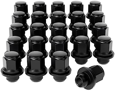 OMT M12x1.5 Lug Nuts with Mag Seat, 13/16" 21mm Hex 1.46x1.18 in. Blackened Wheel Lug Nuts Compatible with Toyota Lexus Scion Isuzu, Set of 24