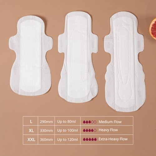Image of Carmesi Sensitive Sanitary Pads-15 Medium Flow (L) + 15 Heavy Flow (XL)-With Disposal Bags-Certified 100% Rash-Free by Gynecologist-Natural Plant Top Sheet-No Fragrance,No Chlorine (Pack of 1)