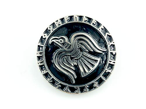 Odins Corbeau Rune Nordique Viking Argent Métal Pin Badge Broche Cover