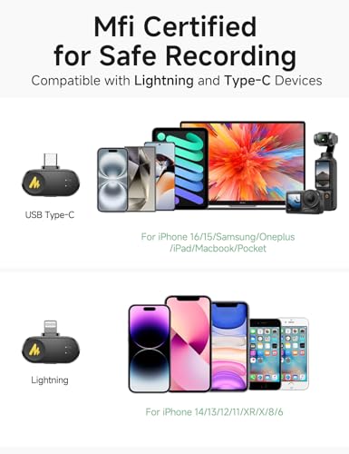 Image of MAONO T1 Wireless Microphone for iPhone /Android (USBC /Lightning Combo Set)