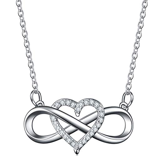 Jude Jewelers Silver Plated Heart Infinity Charm Statement Promise Wedding Anniversary Collar Necklace