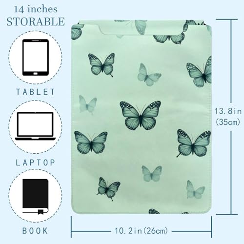 Funda para portátil de 35 x 25,9 cm verde con estampado de mariposas elegante 4