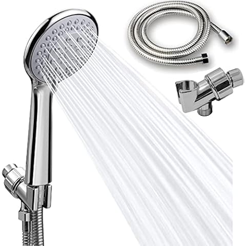 Detachable Handheld Shower Head with Hose - High pressure 5 Functions Showerheads / Aquacare Hand Held Shower Heads,Extra Long 4.7 ft. Stainless Steel Hose and Holder Cover