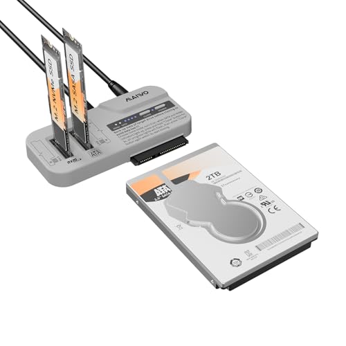 MAIWO M.2 NVMe & 2.5/3.5 SATA SSD HDD Cloner, 10Gbps Clone Station for M.2 SSD and 2.5/3.5 Inch SATA, USB C Hard Drive Reader Adapter Duplicator, Two-Way Offline Cloning, Tool-Free