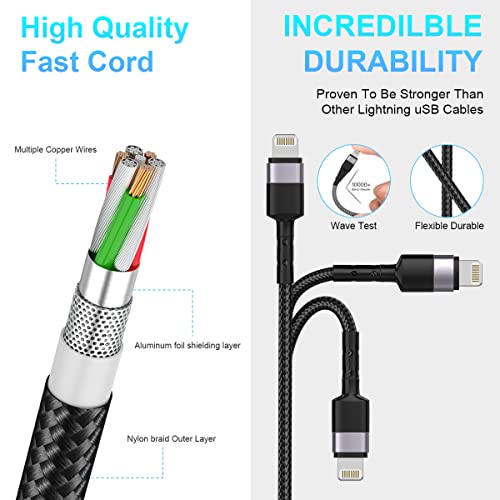 6 Ft Usb C Multi Fast Charging Cable Universal Usb Cellphone Cables 4 In 1 Charging Cord With Lightning*2+Type C+Micro Usb Nylon Braided Charger Cord Adapter For Apple Ios Iphone/Android/Samsung #TOP4