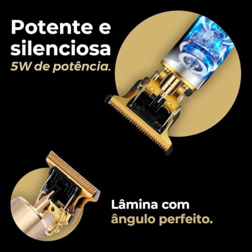 Máquina Dragão de Barbear e Cortar Cabelo 4 Pentes Óleo Escovinha Kit Conjunto Aparador Acabamento