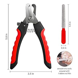 Dognailsclipperstrimmerwithsafetyguardtoavoidovercuttingrazorsharpbladeswithbonusdognailfilecatclawclipperswithsturdynonsliphandlesforpetsdogcatredblack  Cucciolini Doodles   cucciolini doodles