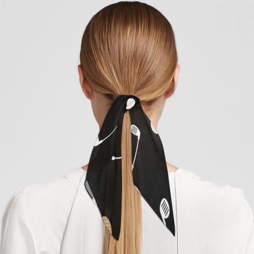 Black Golf Club Square Silk Scarf for Women Lightweight Head Scarf Neck Scarf Hair Wrap for Spring Summer Fashion Accessory 23.6 x 23.6 Inch4