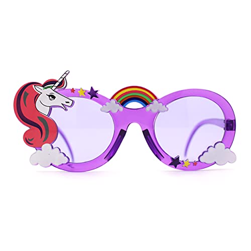 Womens Unicorn Rainbow Cloud Mod Oval Plastic Sunglasses