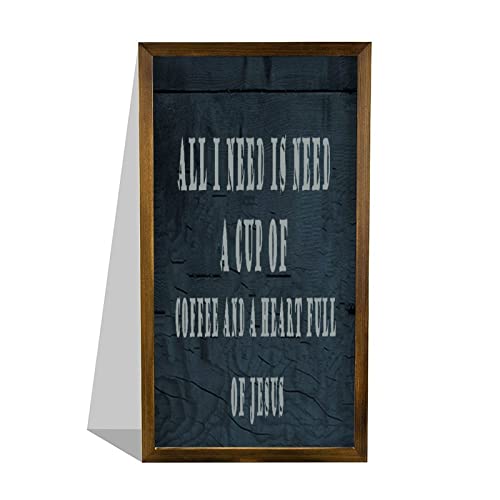Panneau décoratif en bois rustique de café et Jésus 30x56 cm - 2