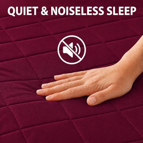 Image of RESTIFY 100% Waterproof Quilted Queen Size Mattress Protector 72x60 Inch 6x5 Ft Fits Upto 10 Inch Mattress | Premium Cotton Breathable Bed Protector | Mattress Cover for Double Bed |Wine