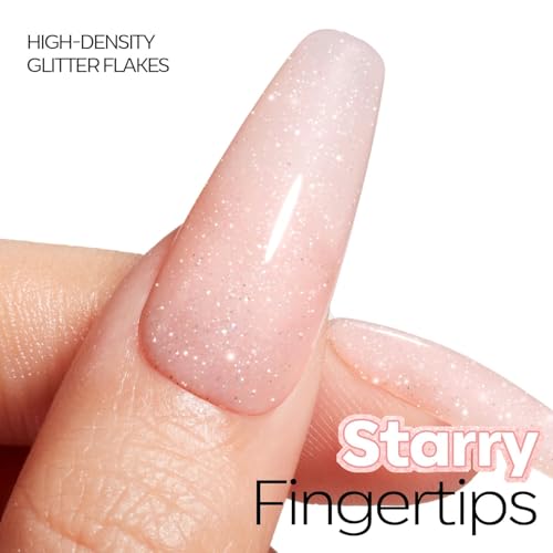 Image of modelones Glitter Gel Nail Polish Pastel Pink Glitter Gel Nail Polish Soak-Off UV Gel Polish - 28+ Days Long-Lasting Salon-Quality Nail Art DIY Manicure & Gift 15ML