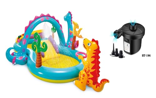 Image of Family playcenter for Kids to Fun and Enjoyment in Backyard, Having Inflatable Toys and Games with Multiple Designs (Dinoland playcenter + HT-196 Electric Pump)