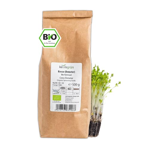 Keimgrün - Bio Kresse Microgreen Samen - 500g Kresse Saatgut - Kressesamen...