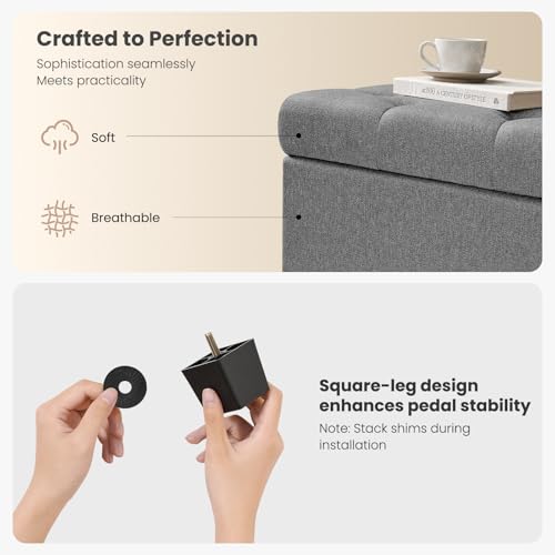 Image of Living&Giving Storage Ottoman Bench for Bedroom, 47.2 inch, Grey