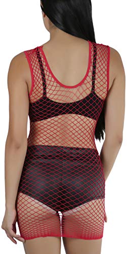 Image of ToBeInStyle Women's Stretch See Through Fishnet Novelty Mini Rave Party Dress