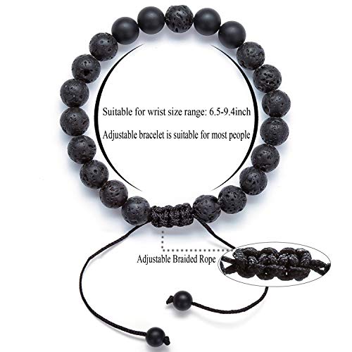 Hamoery Men Women 8mm Lava Rock Aromatherapy Anxiety Essential Oil Diffuser Bracelet Braided Rope Natural Stone Yoga Gifts Beads Bracelet Bangle-210173