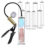 Jpscor Penispumpe Sex spielzeug für die Männer Extrem, Penispumpen mit Griff und Manometer Silikon Rohr Handpumpe Penis Pumpe Vakuumpumpe SM Erektion Sex Toyset für Man(C-22,9 * 5,7 cm)