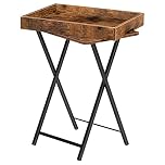 HOOBRO Folding TV Tray Tables for Eating, Snack Dinner Side Table with Removable Serving Tray, Foldable Bedside Occasional Coffee Table, Laptop Tables for Small Space, Rustic Brown EBF29BZ01