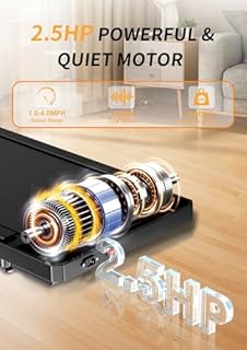 GKyet Walking Treadmill Pad with Incline,Walking 2.5HP for Home and Office, 265Lbs Weight Capacity,Treadmill with APP &Remote Control, LED Display, Yellow