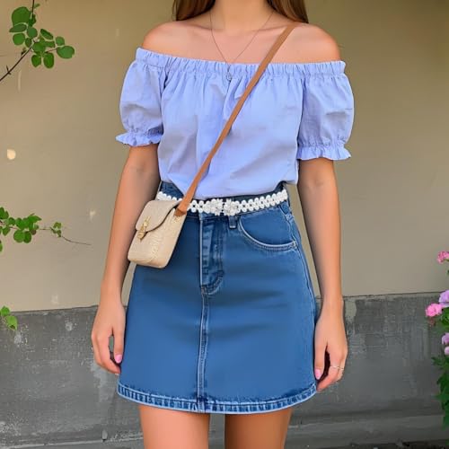 Pearl Waist Belt: White Beaded Rhinestone Sash for Wedding Bridesmaid Dress Gowns - Women Elastic Interlocking Buckle Bridal Waist Chain2