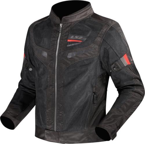 Blouson textile de moto LS2 Garda Air noir et rouge taille S pour motard