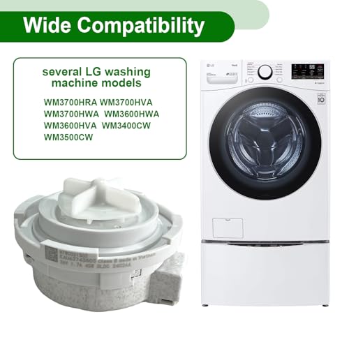 Image of EAU63743803 NTWC021S03 Drain Motor Pump Compatible with LG Washer Drain Pump WM3400CW,WM3500CW,WM3600HVA,WM3600HWA,WM3700HVA,WM3700HWA,WM3700HRA-Replace EAU63743803 NTWC021S03,DC26V 1.7A 45W