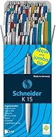 Schneider K15 Druckkugelschreiber (dokumentenecht, Strichst?rke: M, Schreibfarbe: blau) 50 St?ck, sortiert – Ansicht 1