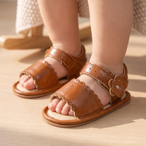 Image of Babelvit Infant Baby Girl Boy Sandals Comfort Premium Summer Outdoor Casual Beach Shoes with Flower Bowknot Anti Slip Rubber Sole Newborn Toddler Prewalker First Walking Shoes