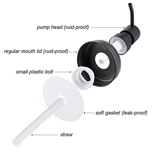 4 Pack Mason Jar Soap Dispenser Lids With Pumps, Rustproof Stainless Steel, Lotion Soap Dispenser Lids Replacement For 16 Oz Regular Mouth Mason Jar Decor, 4 Brushes Included #TOP1