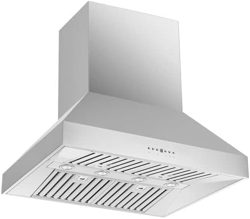 Forno Coppito 36" Inch. Island Range Hood with 1200 CFM Double Motor and 4 Speed Touch Control - Stainless Steel Ceiling Mount Kitchen Stove Vent with Baffle Filter and 2 Chimney Extensions