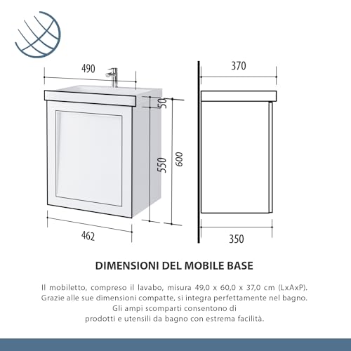 Planetmöbel Mobile da bagno con lavabo in ceramica...