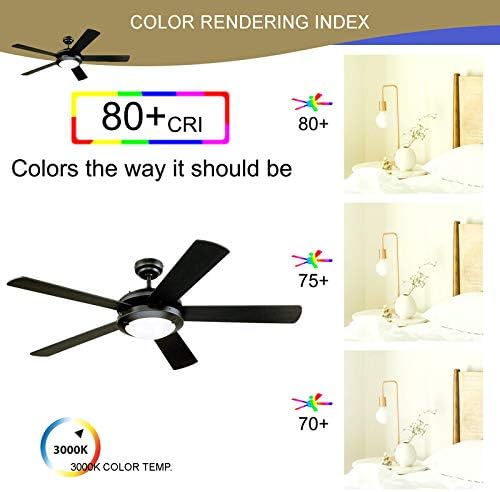 Miniatura 6 de Ciata Lighting - Ventilador de techo negro moderno de 52 pulgadas para dormitorio con lámpara en vidrio esmerilado con cuchillas reversibles de