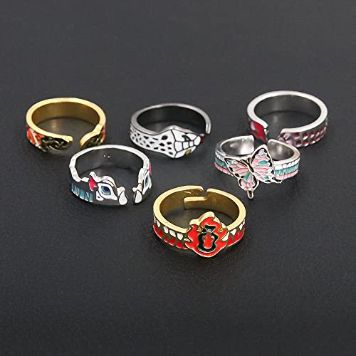 Rengoku Cosplay Costume Anime Rings - Anime Characters Cosplay Adjustable Open Ring - Christmas Fashion Jewelry Gifts for Women Men and Fans4