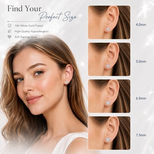 Lyniuoy Moissanite Heart Stud Earrings For Women Men Cubic Zirconia — view 2