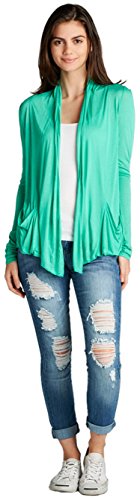 Image of ToBeInStyle Womens Open Front Long Sleeve Lightweight Asymmetrical Draped Cardigan with Side Pockets